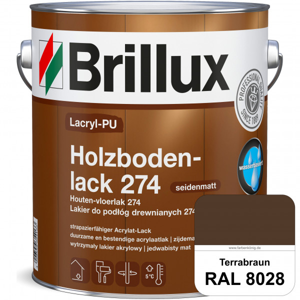 Lacryl-PU Holzbodenlack 274 (RAL 8028 Terrabraun) hochwertige & widerstandsfähige, deckende Versiege