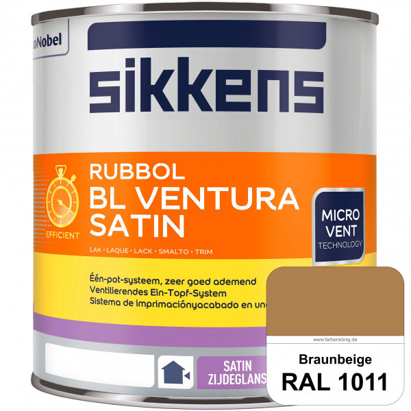 Rubbol BL Ventura Satin (RAL 1011 Braunbeige) Seidenglanzlack (wasserbasiert) Fenster außen