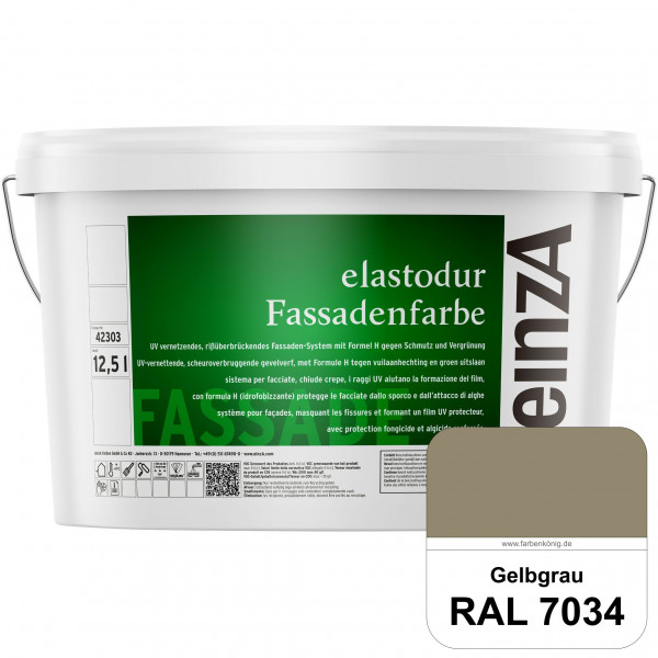 einzA elastodur Fassadenfarbe (RAL 7034 Gelbgrau) UV-vernetzendes & rissüberbrückendes Fassadenfarbe
