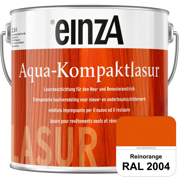 einzA Aqua-Kompaktlasur (RAL 2004 Reinorange) wasserverdünnbare & feuchtigkeitsregulierende Lasurbes