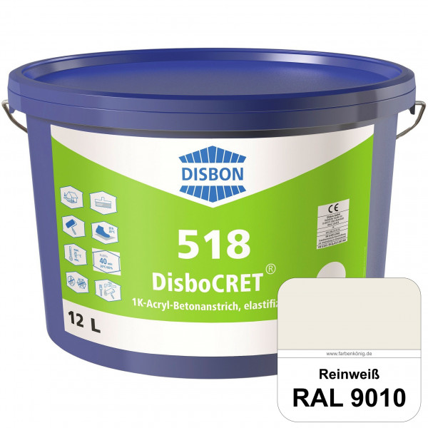 DisboCRET 518 1K-Acryl-Betonanstrich, elastifiziert (RAL 9010 Reinweiß) Tieftemperaturelastischer, r