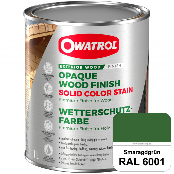 Solid Color Stain (RAL 6001 Smaragdgrün) deckende und matte Wetterschutzfarbe außen