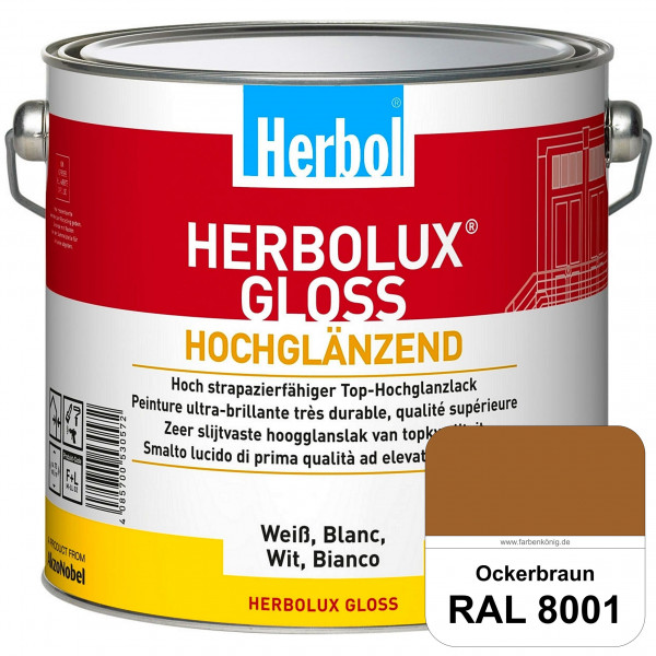 Herbolux Gloss (RAL 8001 Ockerbraun) strapazierfähiger Top-Hochglanzlack (lösemittelhaltig) für inne