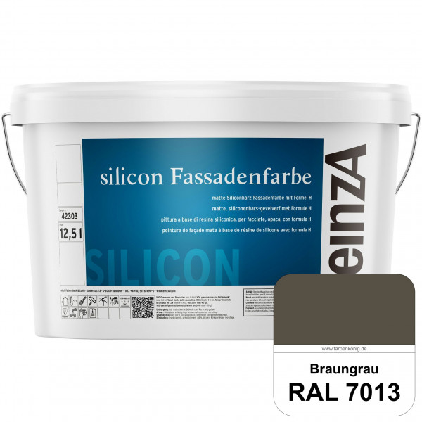 einzA silicon Fassadenfarbe (RAL 7013 Braungrau) Hochwertige Siliconharz-Fassadenfarbe