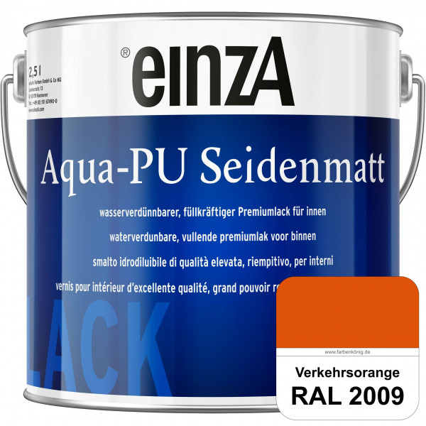 einzA Aqua-PU seidenmatt (RAL 2009 Verkehrsorange) wasserverdünnbarer Premiumlack für innen