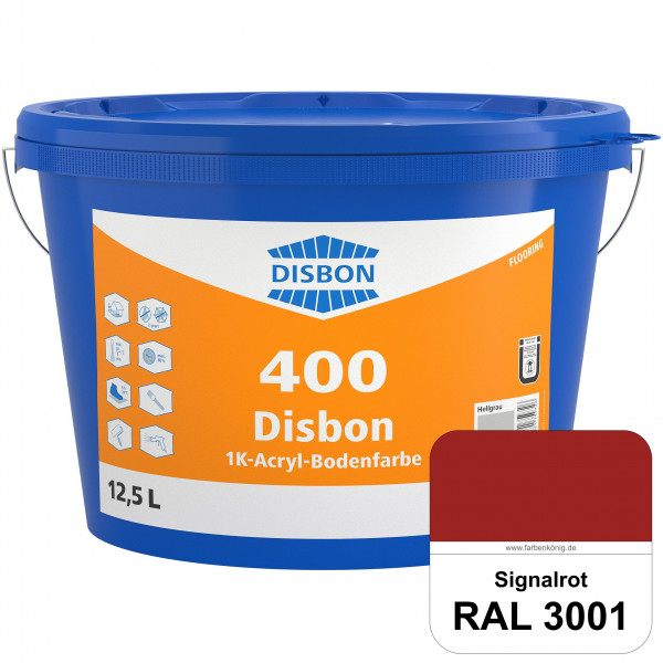 Disbon 400 1K-Acryl-Bodenfarbe (RAL 3001 Signalrot) Dispersionsbeschichtung für mineralische Bodenfl