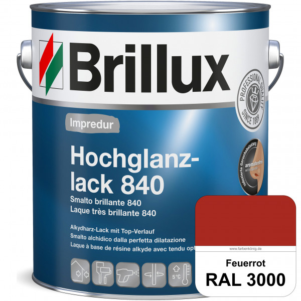 Impredur Hochglanzlack 840 (RAL 3000 Feuerrot) für Holz- und Metallflächen (löselmittelhaltig) innen