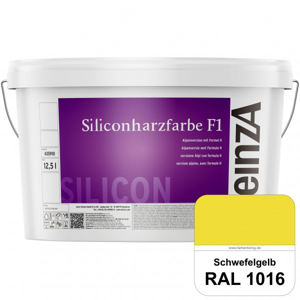 einzA Siliconharzfarbe F1 (RAL 1016 Schwefelgelb) Universal Siliconharz-Fassadenfarbe, kalkmatt, wet
