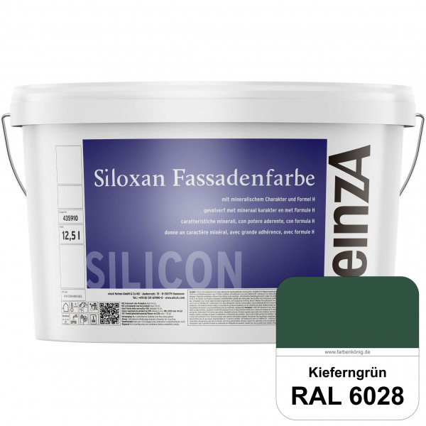 einzA Siloxan Fassadenfarbe (RAL 6028 Kieferngrün) Siliconvergütete Fassadenfarbe
