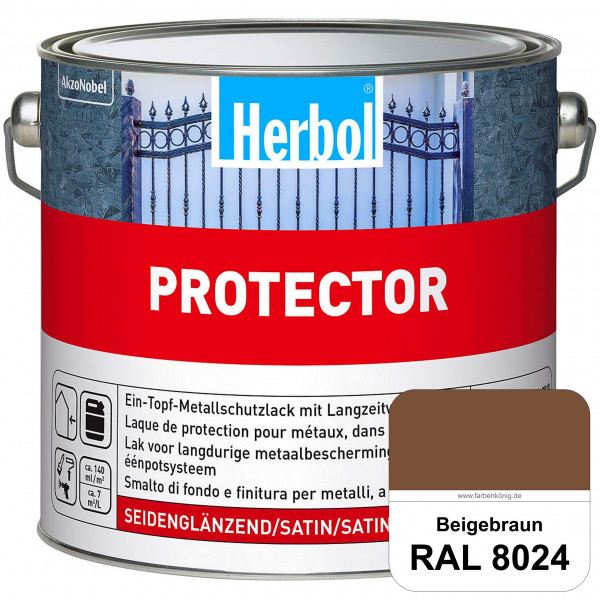 Protector (RAL 8024 Beigebraun) Seidenglänzende Spezialbeschichtung für Eisen- und NE-Metalle (außen