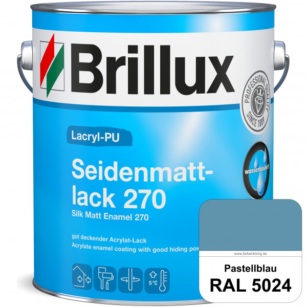 Lacryl-PU Seidenmattlack 270 (RAL 5024 Pastellblau) PU-verstärkt (wasserbasiert) für außen und innen