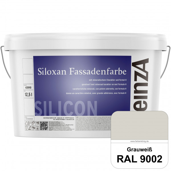 einzA Siloxan Fassadenfarbe (RAL 9002 Grauweiß) Siliconvergütete Fassadenfarbe