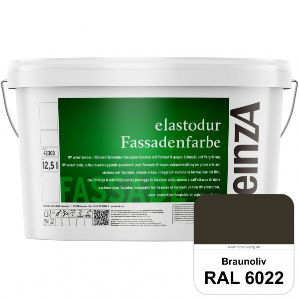 einzA elastodur Fassadenfarbe (RAL 6022 Braunoliv) UV-vernetzendes & rissüberbrückendes Fassadenfarb