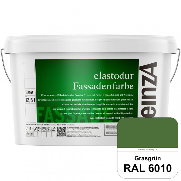 einzA elastodur Fassadenfarbe (RAL 6010 Grasgrün) UV-vernetzendes & rissüberbrückendes Fassadenfarbe