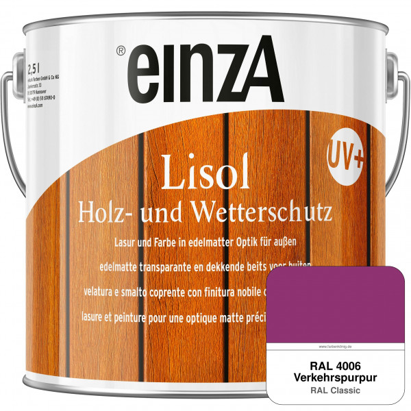 einzA Lisol Holz- und Wetterschutz Lasur und Farbe (RAL 4006 Verkehrspurpur)