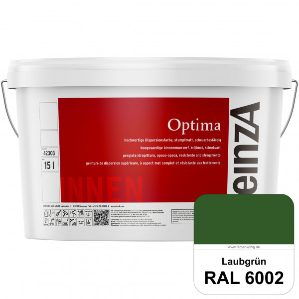 einzA Optima (RAL 6002 Laubgrün) Stumpfmatte Dispersionsfarbe für hochwertige Anstriche