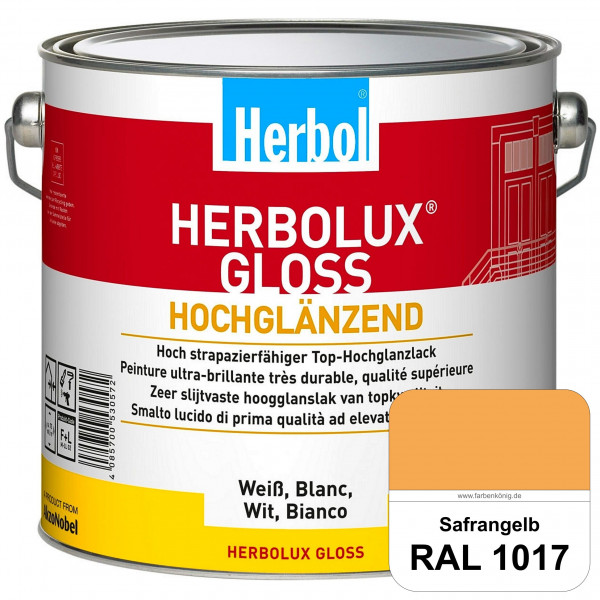 Herbolux Gloss (RAL 1017 Safrangelb) strapazierfähiger Top-Hochglanzlack (lösemittelhaltig) für inne