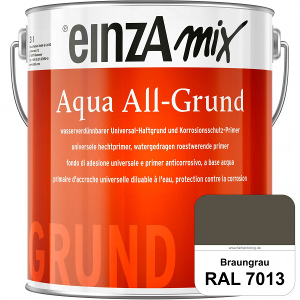 einzA Aqua All-Grund (RAL 7013 Braungrau) Wasserverdünnbarer Haftgrund & Korrosionsschutz-Primer