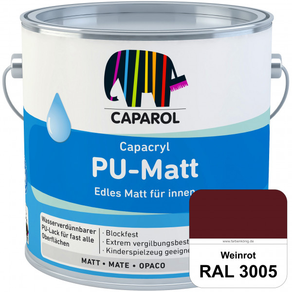 Capacryl PU-Matt (RAL 3005 Weinrot) tuchmatter & wasserbasierter Lack