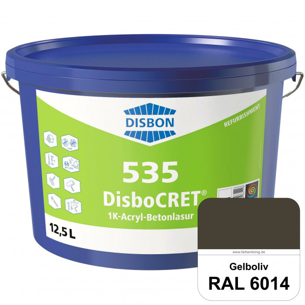 DisboCRET 535 1K-Acryl-Betonlasur (RAL 6014 Gelboliv) Schutzbeschichtung für Beton im Außenbereich -