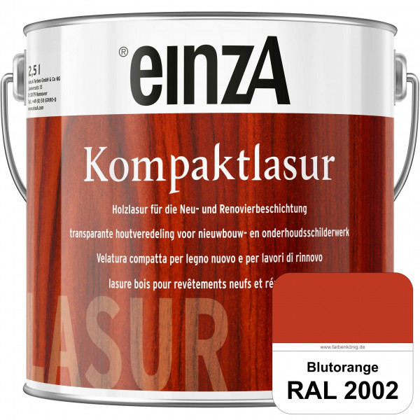 einzA Kompaktlasur (RAL 2002 Blutorange) Lasuranstrich für den Neu- und Renovieranstrich