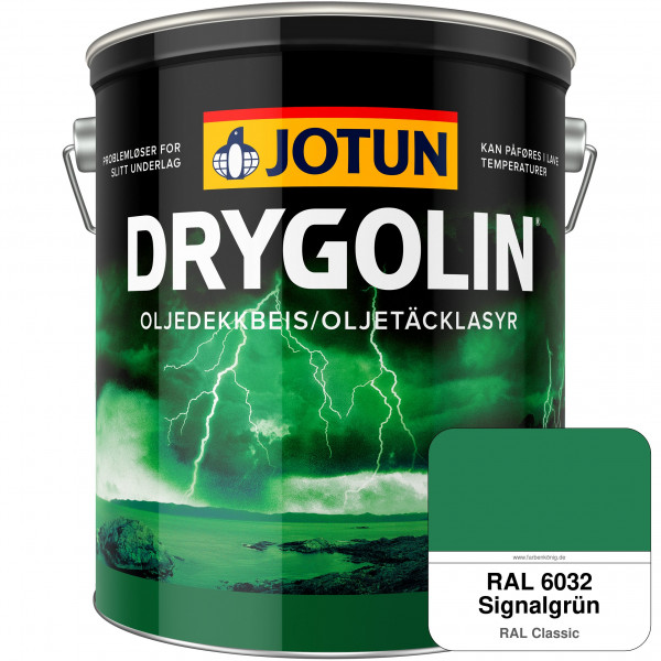 DRYGOLIN Oljedekkbeis - Deckende & wetterbeständige Öllasur für Außen (RAL 6032 Signalgrün)