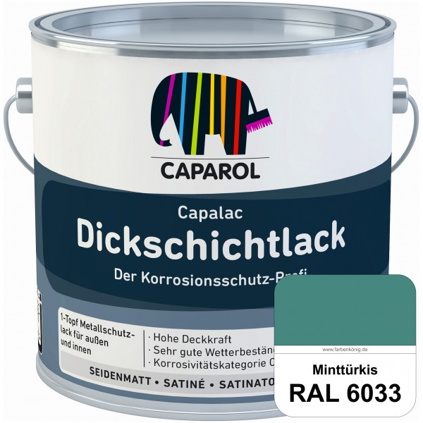 Capalac Dickschichtlack (RAL 6033 Minttürkis) 1-Topf Metallschutzlack (löselmittelhaltig) innen & au