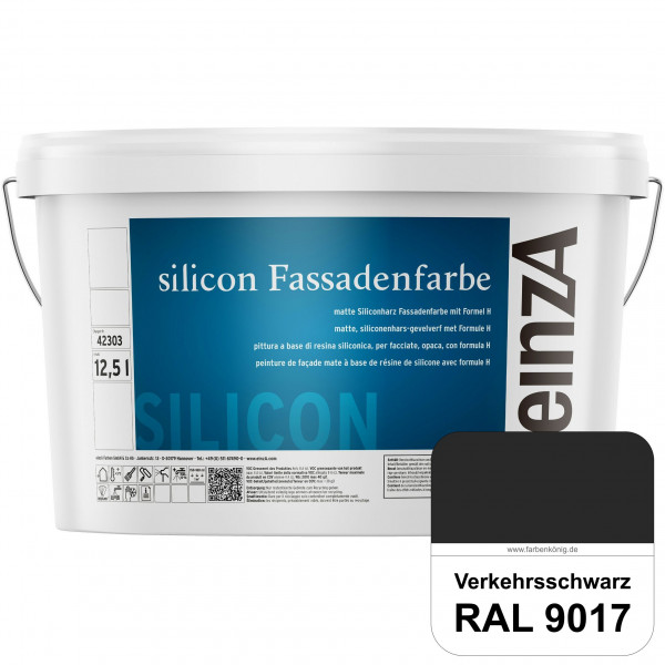 einzA silicon Fassadenfarbe (RAL 9017 Verkehrsschwarz) Hochwertige Siliconharz-Fassadenfarbe
