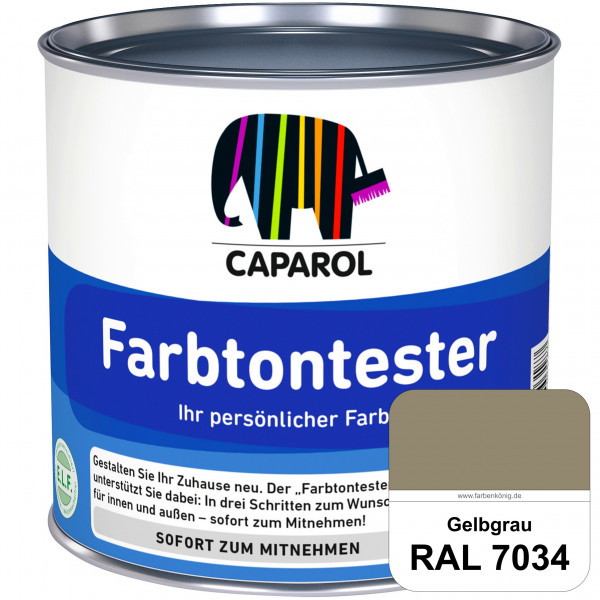 Farbtontester (RAL 7034 Gelbgrau) Individuell abgetönte Dispersionsfarbe zum Anlegen von Farbtonmust