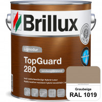 TopGuard 280 (RAL 1019 Graubeige) wasserbasierte, wetterbeständige und seidenglänzende Hybridlasur (