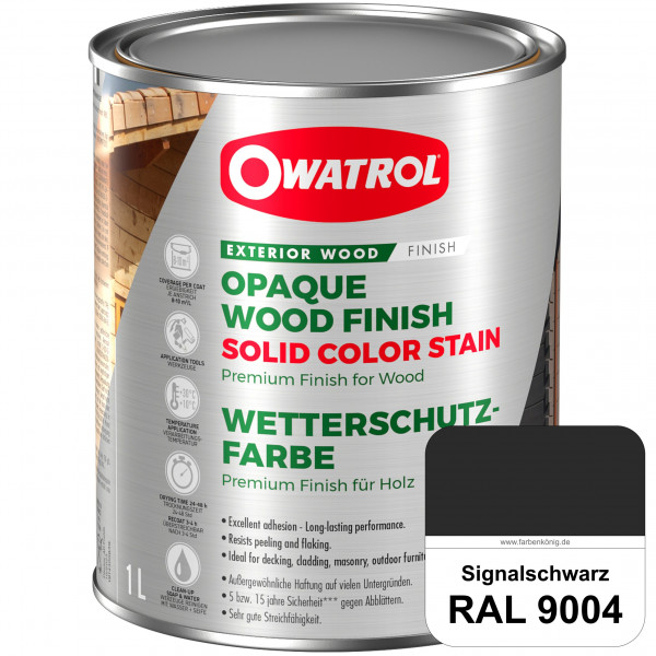 Solid Color Stain (RAL 9004 Signalschwarz) deckende und matte Wetterschutzfarbe außen