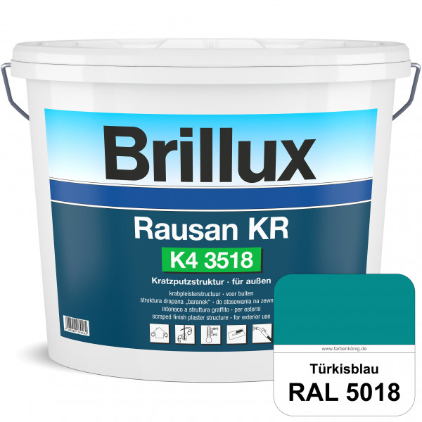Rausan KR K4 3518 (RAL 5018 Türkisblau) Organisch gebundener Kratzputz für wetterbeständige Oberfläc