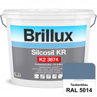 Silcosil KR K2 3674 (RAL 5014 Taubenblau) siliconverstärkter Dekorputz, Kratzputzstruktur, wetterbes