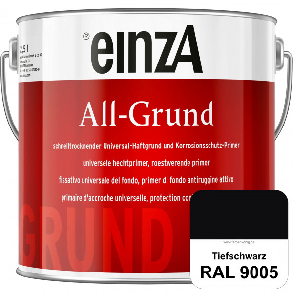 einzA All-Grund (RAL 9005 Tiefschwarz) Schnelltrocknender Haftgrund & Korrosionsschutz-Primer