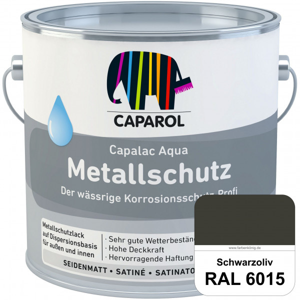 Capalac Aqua Metallschutz (RAL 6015 Schwarzoliv) wasserbasierter Korrosionsschutz für Stahl & verzin