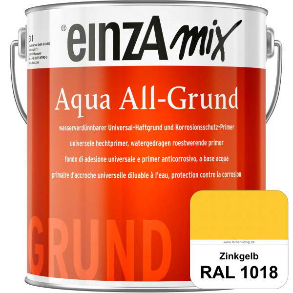 einzA Aqua All-Grund (RAL 1018 Zinkgelb) Wasserverdünnbarer Haftgrund & Korrosionsschutz-Primer