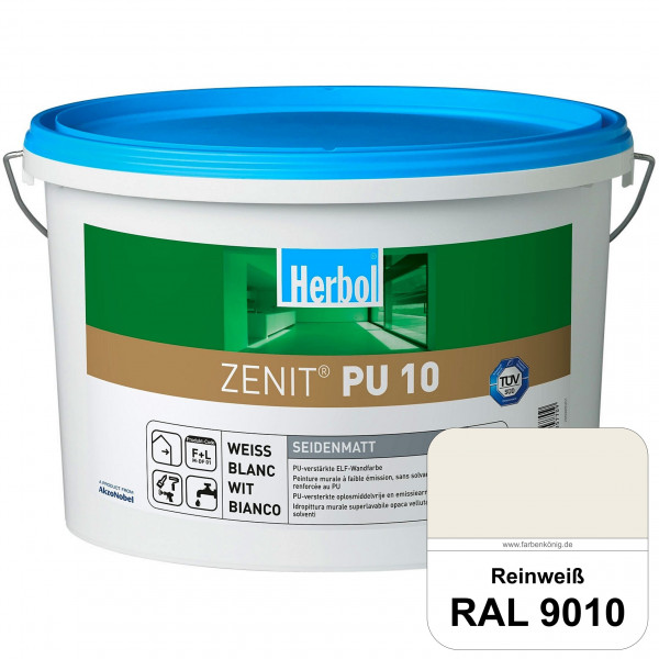 Zenit PU 10 (RAL 9010 Reinweiß) seidenmatte und strapazierfähige PU-Wandfarbe