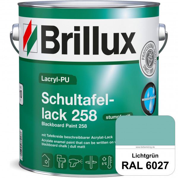 Lacryl-PU Schultafellack 258 (RAL 6027 Lichtgrün) wasserbasierter und matter Schultafellack (innen)