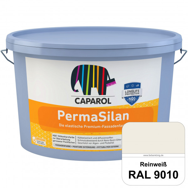 PermaSilan (RAL 9010 Reinweiß) Elastische, diffusionsoffene Fassadenfarbe mit integrierter Nano-Quar