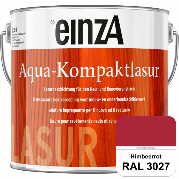 einzA Aqua-Kompaktlasur (RAL 3027 Himbeerrot) wasserverdünnbare & feuchtigkeitsregulierende Lasurbes