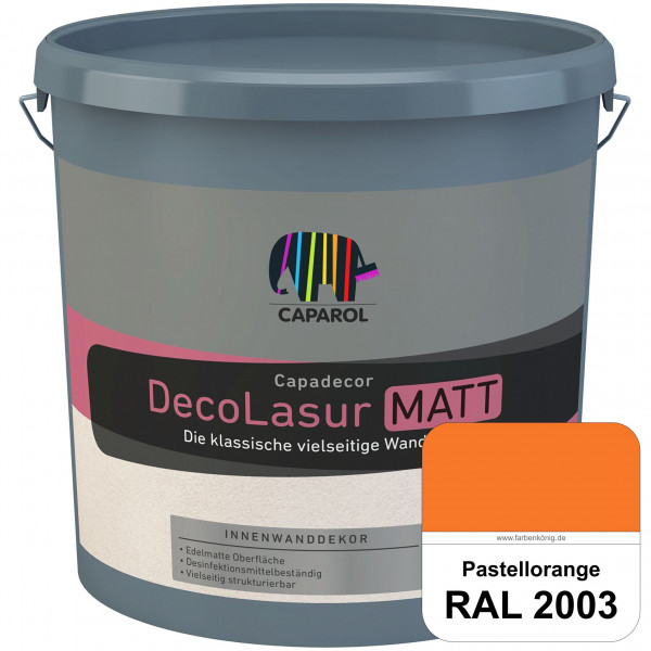 Capadecor DecoLasur Matt (RAL 2003 Pastellorange) Matte Lasurfarbe auf Dispersionsbasis (innen)