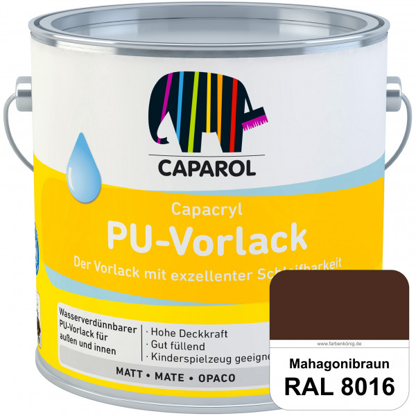 Capacryl PU-Vorlack (RAL 8016 Mahagonibraun) wasserbasierter & gut füllender Vorlack (innen & außen)