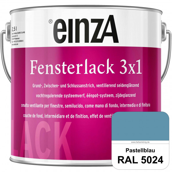 einzA Fensterlack 3 x 1 (RAL 5024 Pastellblau) wetterbeständiger & seidenglänzender Fensterlack