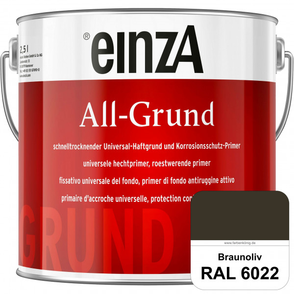 einzA All-Grund (RAL 6022 Braunoliv) Schnelltrocknender Haftgrund & Korrosionsschutz-Primer