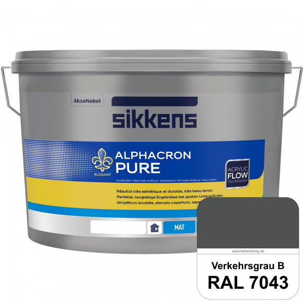 Alphacron Pure (RAL 7043 Verkehrsgrau B) Edelmatte & hochertige Premium Wandfarbe für glatte Untergr