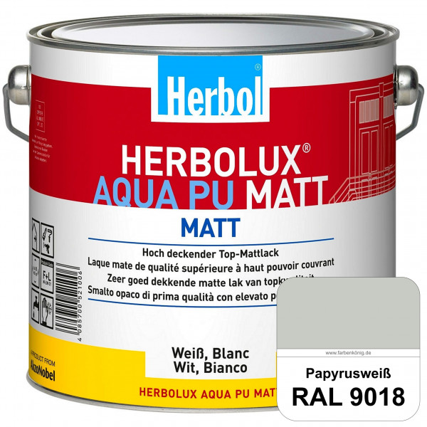 Herbolux Aqua PU Matt (RAL 9018 Papyrusweiß) Top-PU-Mattlack auf Wasserbasis (Innen)
