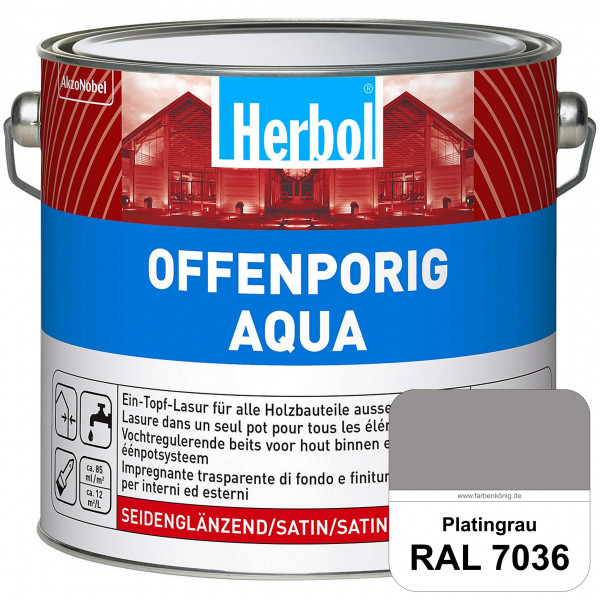 Offenporig Aqua (RAL 7036 Platingrau) Wasserverdünnbar & hochwertige Ein-Topf-Holzlasur - Feuchtesch