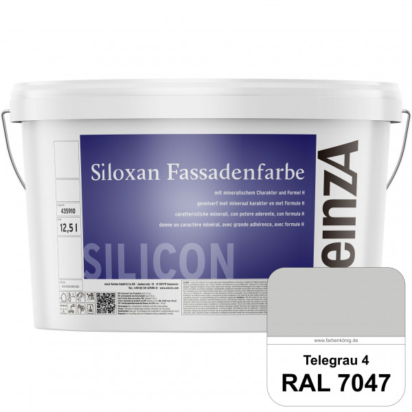 einzA Siloxan Fassadenfarbe (RAL 7047 Telegrau 4) Siliconvergütete Fassadenfarbe