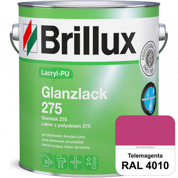 Lacryl-PU Glanzlack 275 (RAL 4010 Telemagenta) Glänzender Lack (wasserbasiert) für z. B. Holz, Zink,