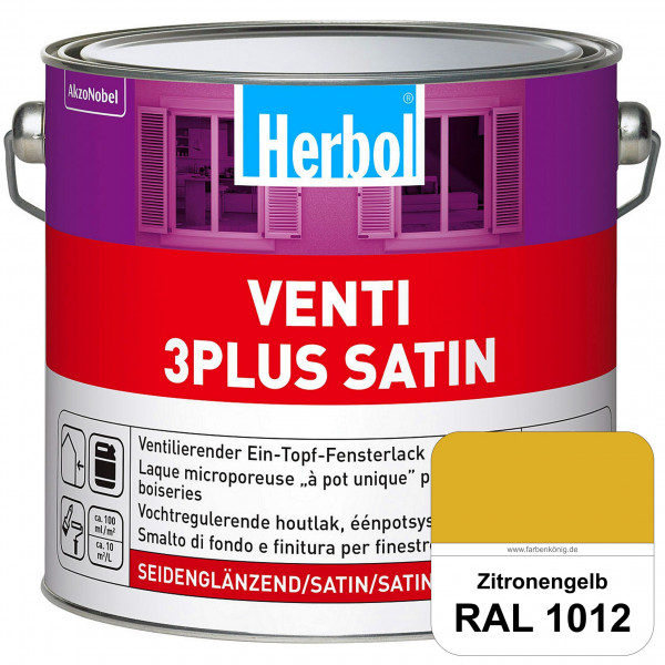 Venti 3Plus Satin (RAL 1012 Zitronengelb) feuchtigkeitregulierender & seidenglänzender Ein-Topf-Fens